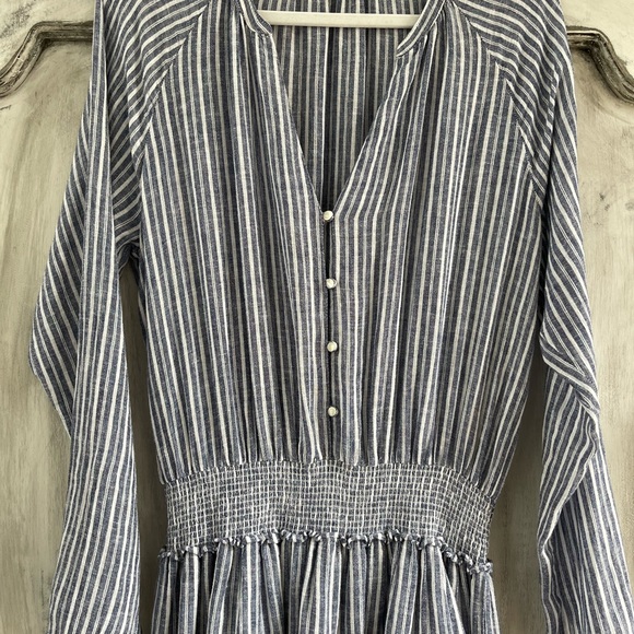 Rails Jasmine Dress Linen Blend Blue & White Stripe Size Large NEW - Picture 4 of 14